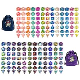 Cusdie 175-Piece Acrylic Dice Set - 25 Colorful Sets with Transparent, Opaque, Solid, Mixed Colors, and Glitter Options, Perfect for Tabletop Gaming Gifting Collecting