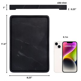 11.6"x8.25" Bathroom Tray for Counter,Marble Vanity Tray,Matte Black Resin Serving Tray,Decorative Organizer Tray for Cosmetics,Tissue,Soap,Towel,Perfume,Rectangle Kitchen Sink Tray,Table Drink Tray