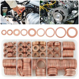 Beenle-Icey Pack of 400 Copper Sealing Rings Copper Flat Washers Copper Rings Sealing Ring Assortment Flat Sealing Ring Assortment Kit with Assortment Box for Screws Connectors