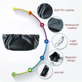 VisionGlobal 1 Pack portable leather eyeglasses pouch for women/men,strong magnet antomatic closing design,multi-purpose sunglasses pouch