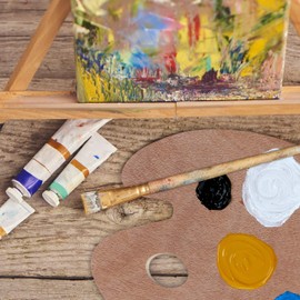 Relaxdays, Natural Mixing Palette Wood, Artist, Acrylic, Watercolour and Watercolours, with Finger Hole, W x D 30.5 x 25 cm, Painting Palette, M