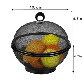 2 Pcs Summer Mesh Fruit Basket with Lid Fruit Cover Protective Countertop Wire Bowl Metal Vegetable Strainer Kitchen Accessories for Kitchen Food Vegetable