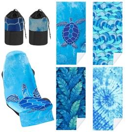 Hahafelt 4 Pack Car Seat Towel Covers with Storage Bag Seat Post Workout Sweat Washable Cover Non Slip for Car Towel for Dog Pet Workout Outdoor Sport Activities (Ocean Landscape)