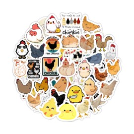 Chicken Stickers for Water Bottle and Laptop - Chicken Party Favors & Decorations, Waterproof Vinyl Decals, Cute Animal and Farm Stickers