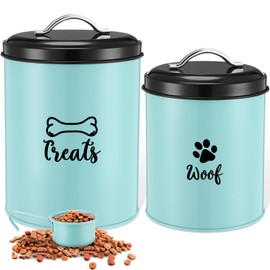 Honeydak 2 Pack Dog Treat Container Metal Pet Food Jar with Lid Cookie Container for Farmhouse Kitchen Counter Green Treat Jar Food Storage for Pet
