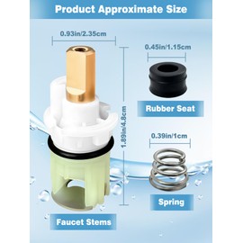 2 Pack RP25513 Faucet Stem Replacement for Two Handle, Faucet Repair Kit with RP24096 Cartridge & RP4993 Seats Springs RP24097 Turn stop1/4 for Delta Bathtub Shower Sink