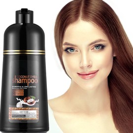 Fvquhvo Instant Brown Hair Shampoo - Coconut Hair Color Shampoo for Women & Men,500ML Brown Hair Dye Shampoo Easy to Use & Lasting Brown Hair Dye (Natural Chestnut Brown)