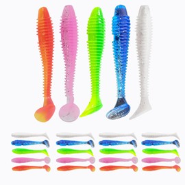 Soft Swimbaits 2 Inches, Paddle Baits for Bass Trout Crappie, Strong Plastic Lure Swimmer for Saltwater Freshwater 50Pcs 5 Colors