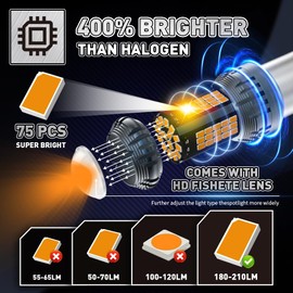 KaiDengZhe 1157 BAY15D LED Bulbs, Newest upgrade Amber P21/5W LED Built in Resistor CANBUS Error Free Anti Hyper Flash 1157 2357 1157A 2357A LED Bulb with Projector Replacement for Turn Signal Lights