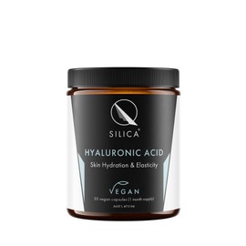 Qsilica, Vegan Hyaluronic Acid Capsules 30 Day Supply, 200mg Plant-Based Sodium Hyaluronate for Skin Hydration, Elasticity, Smoothness and Nail Strength