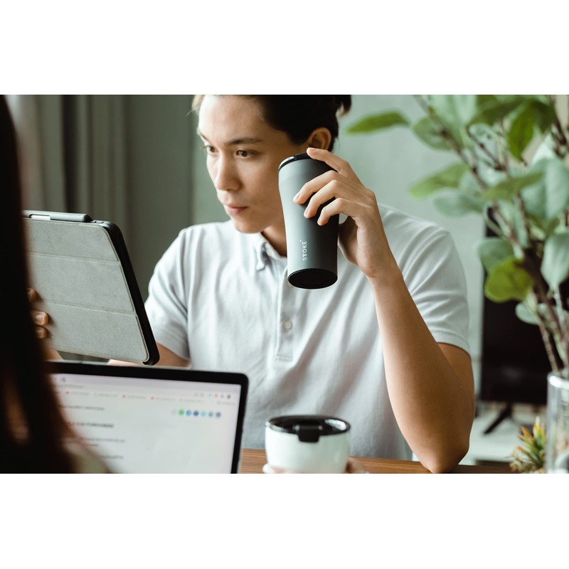 Sttoke Leakproof Ceramic Reusable Coffee Cup 16 Oz - Slated