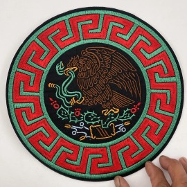 Mexico Coat Of Arms Eagle Logo XLarge Patch: Iron On, Embroidered, 9 1/2”