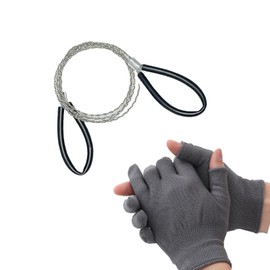 Wire Saw, Stainless Steel Rope Saw with Pair of Protective Gloves, 80 cm Wire Saw with Loops, Rope Saw, Wood, Hand Chainsaw, Pocket Saw for Gardening, Outdoor, Camping, Tree, Wood Cutting