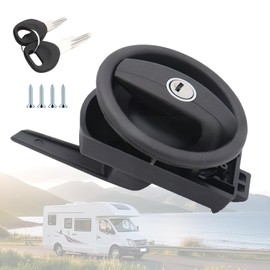 Round Caravan Door Lock, Bathroom Door Lock, Recessed Dual Control with Key, Compatible with Most RV, Camper Van, Toilet, Easy Installation Without Drilling