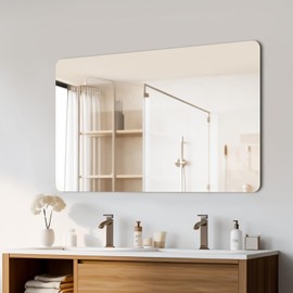 Mirrorons 40 x 30 Bathroom Mirror, Rounded Corner Frameless Mirror, Modern Bathroom Wall Mirror Vanity Mirror for Living Room, Bedroom, Bathroom, Entryway (Horizontal/Vertical)