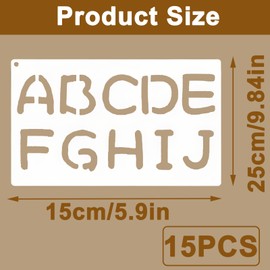 15 Pack Letter Stencils for Painting, Durable Stencils Letters Small Alphabet Stencil, Symbol and Number Stencil Suitable for Painting, Scrapbooking DIY Crafts