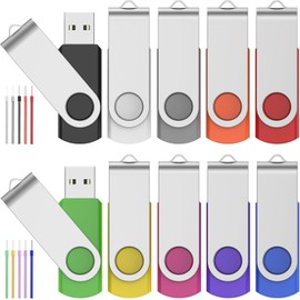 2 GB USB Stick 10 Pieces USB Flash Drives Colourful Memory Sticks 2GB Pack of 10 Pendrives Swivel USB Memory Sticks for Graduation Gift by FEBNISCTE