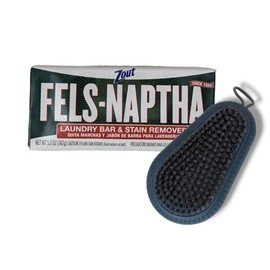 Fels Naptha Laundry Detergent Bar Soap and Stain Remover Bundle Includes 1 (5oz) Fels Naptha-Laundry Bar and Blehblu Household Cleaning Scrub Brush - Midnight Blue