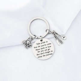 ENSIANTH Chef Keychain Gifts Culinary School Gifts Chef Charm Cooking Jewelry Take Pride in How Far You Have Come Cooking Lover Gift (silver)