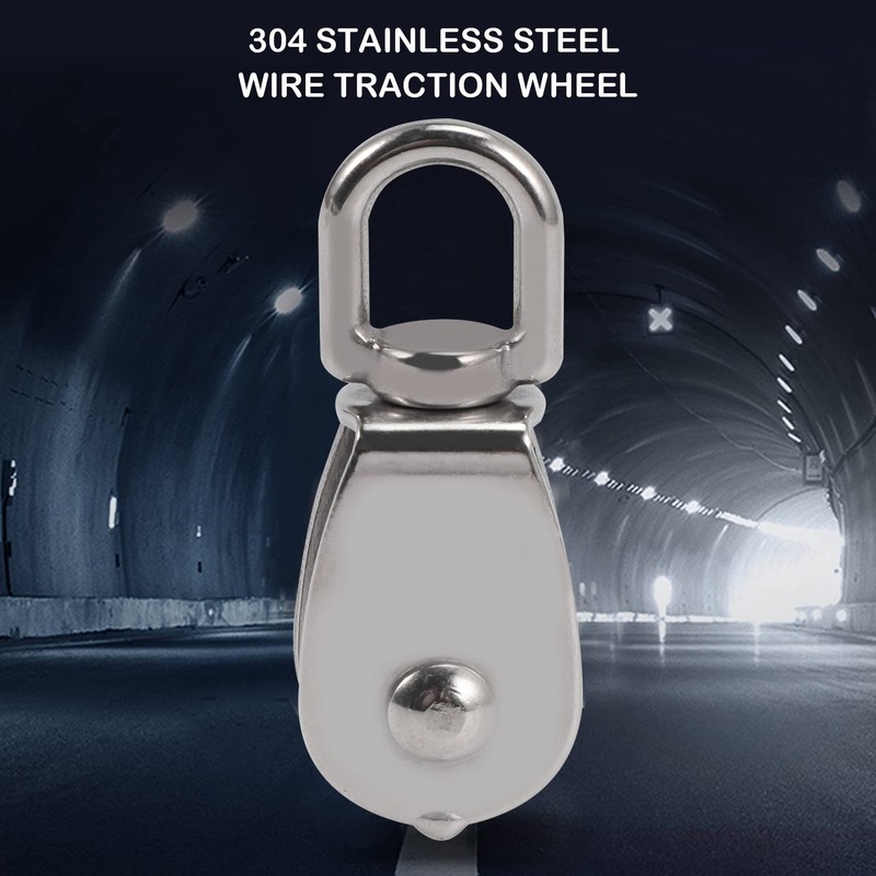HARLUE 4PCS Single Pulley Block M15 Stainless Steel Small Pulley