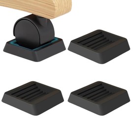 KAGUASHI Caster Stoppers, Set of 4, Prevents Floor Scratches, Soundproofing, Vibration Absorption, Wheel Chocks, Elastomer Rubber, Black