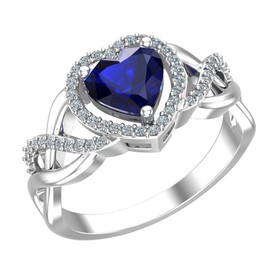 Silver Smile Sterling Silver Heart Ring | Garnet Ring | Promise Rings For Her | Cubic Zirconia Ring | Birthstone Rings | Infinity Rings For Women - Size 7