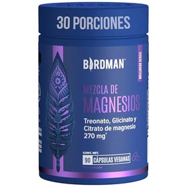 Birdman Mag Trifecta | Citrato, Treonato y Glicinato de Magnesio | 730 mg Magnesio Elemental | Sin Aditivos | Cápsula Vegana | 30 Porciones | 90 Cápsu