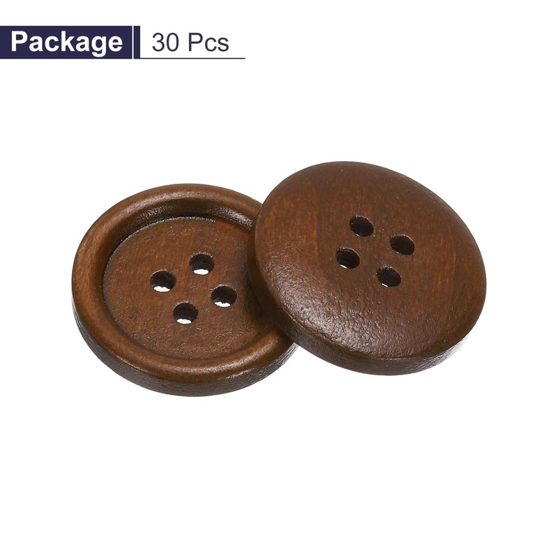 HARFINGTON 30pcs 36L Wooden Sewing Button 7/8"(23mm) 4 Holes Wood