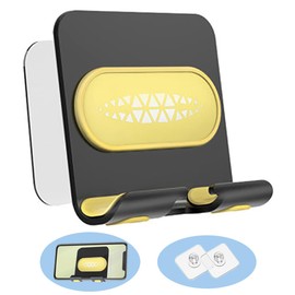 BICEUKI Shower Phone Holder with 2PCS Adhesive Stickers,Wall Mount Phone Stand for Bathroom,Kitchen,Office and More,Compatible with Smartphone(Black-Yellow)