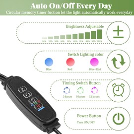 Grow Lights for Indoor Plants - Red & Blue Spectrum LED Plant Light with Auto 3/9/12H Timer, 10 Dimmable Levels & Sturdy Gooseneck - Ideal for Herbs, Succulents, Houseplants in Home/Office (1PACK)