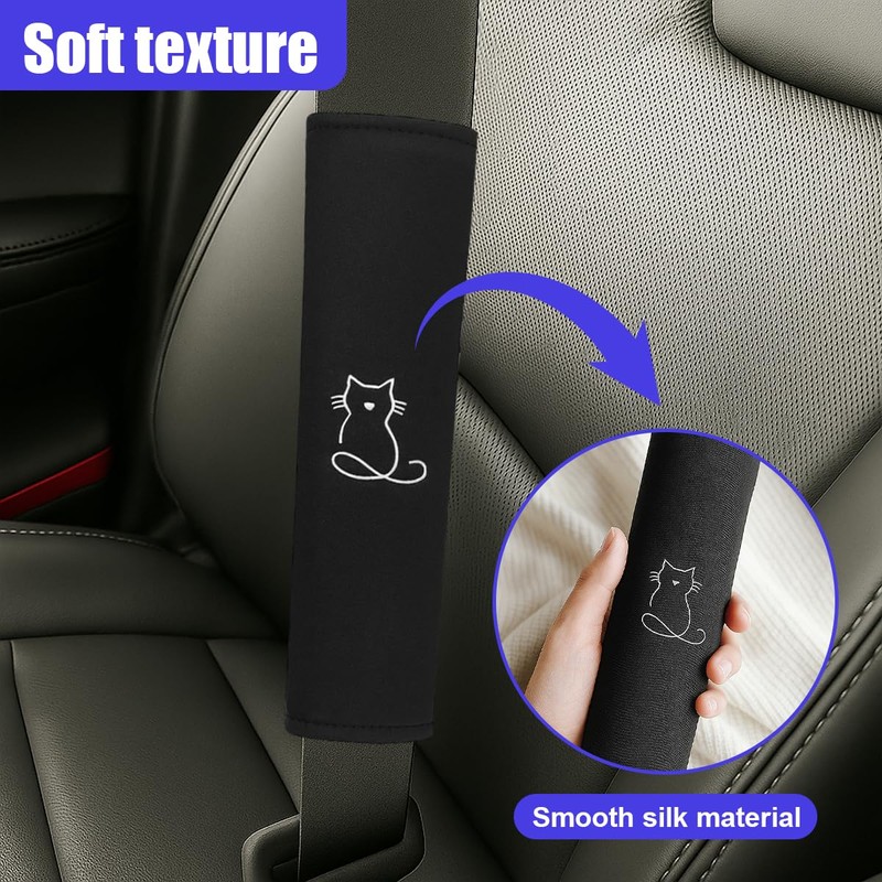 2PCS Car Seat Belt Covers for Neck Shoulder Protection, Cat