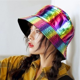 Nanwansu Trendy Waterproof Fisherman Hats Metallic Bucket Hat for Women and Men