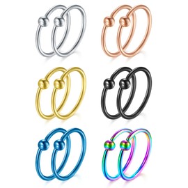 VF VFUN 18G Nose Ring Hoop Stainless Steel Septum Rings Nose Rings Jewellery Nostril Piercing Nose Hoop Rings