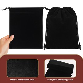 Mandala Crafts 8x10 Black Velvet Drawstring Bags - 15 Large Velvet Drawstring Pouches Bulk for Party and Wedding Favor, Gift Wrapping, Packaging, and Jewelry Gift Bags