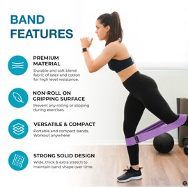 Beenax Fabric Resistance Bands (Set of 3), Long/Short Exercise Bands for Women Men, Loop Bands, 3 Resistance Levels for Workout, Fitness, Stretching, Pull Up, Leg, Glutes, Squat and Strength Training