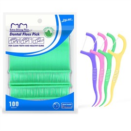 Fruit Flavored Floss，toothpicks，Cleaning Teeth，Ultra-fine Dental Floss Stick, Fight Tooth Decay and Keep Your Teeth Clean，Teeth Cleaning Tool (100 Pieces (Bagged/Single line), Mint Flavor)