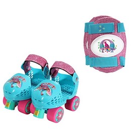 Playwheels Trolls Roller Skates with Knee Pads, Junior Size 6-12