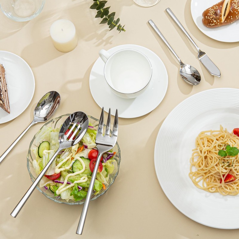 KINGSTONE Silverware Set with Serving Utensils, 45-Piece Forged Flatware Set