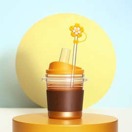 63PCS Colorful Flower Theme Polygonal Straw Cover Caps for Tumbler Cup,3D Drinking Straw Topper,0.4in/10mm Dust-Proof Reusable Straw Tips Lids,Bulk PVC Straw Protector for Party Gifts(Colorful Flower)