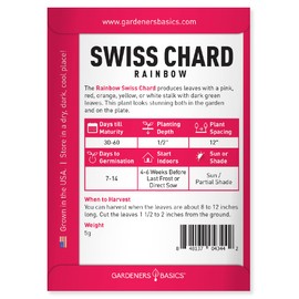 Gardeners Basics Swiss Chard Seeds for Planting (Rainbow) Non-GMO Vegetable Variety, 5 Grams Seeds Great for Summer, Fall and Winter Gardens