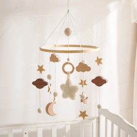 let's make Baby Crib Mobile for Boys Girls| Boho Nursery Mobile| Gender Neutral Hand-Crocheted Mobile| Ceiling Mobile - Stars, Clouds, Moon