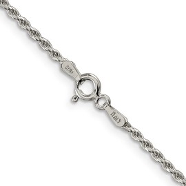 Diamond2Deal Sterling Silver Rhodium-plated 1.7mm Diamond-cut Rope Chain Necklace