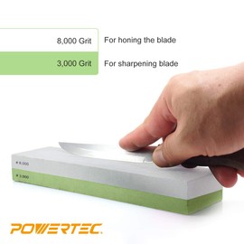 POWERTEC Sharpening Stone, Dual Sided 3000/8000 Grit Whetstone, Knife Sharpener Stone for Chef Knife, Kitchen Knife, Pocket Knife & Blade (71583)