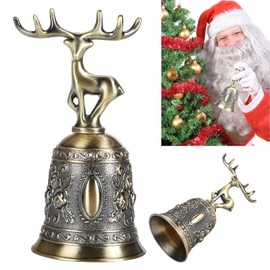 EKKONG Christmas Hand Bell, Traditional Vintage Gold Table Bell, Call Bell, Christmas Bell, Reception Bell for School, Dinner at Reception, Hotel Service, Meditation Prayer, Pets