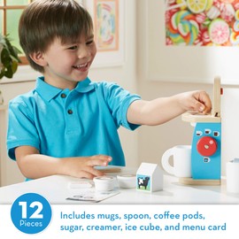 Melissa & Doug 11-Piece Brew and Serve Wooden Coffee Maker Set - Play Kitchen Accessories