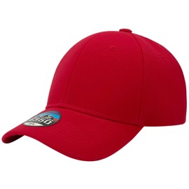4350 DISCTRICT Unisex-Adult Plain Solid Velcro Baseball Cap (Red)