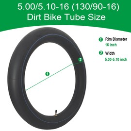 2-Pack 5.00/5.10-16 Inner Tube 130/90-16 Tube Straight Valve Stem