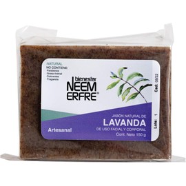 bienestar NEEM ERFRE Jabón Natural Artesanal Lavanda con Aceite Neem Oliva Tea Tree -Sin Parabenos Petrolatos Grasa Animal-150 g c/u - 5.29 oz each (Individual)