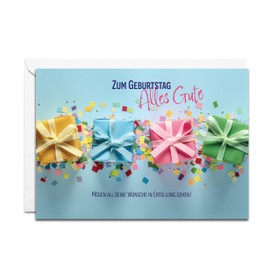 Burg Street Creations German Birthday Card - Zum Geburtstag Alles Gute (Colorful Birthday Gifts)
