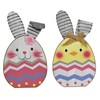 K KILIPES Easter Wood Bunny Sign Table Top Colorful Egg